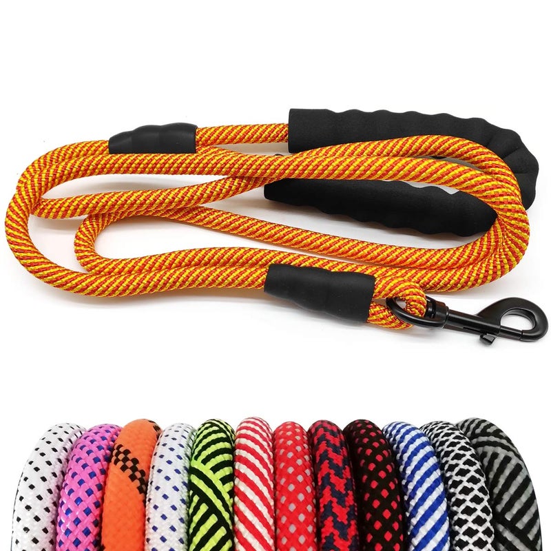 MayPaw Heavy Duty Rope Dog Leash, 3/4/5/6/7/8/10/12/15 FT Nylon Pet Leash, Soft Padded Handle Thick Lead Leashes for Large Medium Dogs (Orange, 1/2" * 8') - Image 1